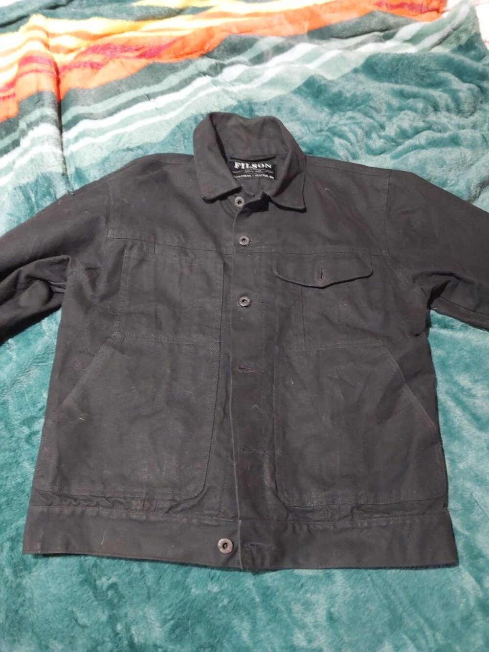 Filson Short Lined Cruiser, Tin Cloth, Black, Medium
